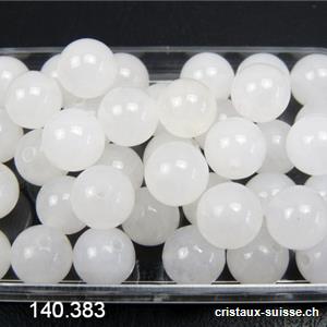 Jade Serpentine blanc-translucide, boule percée 7,8 - 8 mm