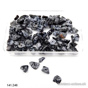 Obsidienne Flocons de Neige, éclats percés, lot de 5 à 7 grammes