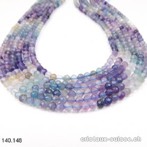 Rang Fluorite multicolore FACETTÉ 4 mm / 39 cm, env. 98 perles