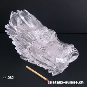 Crâne Cristal de Roche DRAGON 13 cm. Pièce unique 568 grammes. Qualité A