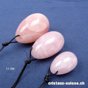 Lot 3 Oeufs YONI Quartz rose, Percés. Offre Spéciale