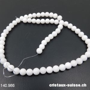 Rang Jade Serpentine blanc 6,5 mm / 38 cm, env. 60 boules