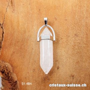 Pendentif Cristal de Roche Pointe biterminée en métal. OFFRE SPECIALE