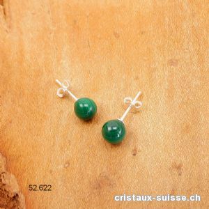 Clous d'oreilles Malachite, boule 6 mm en argent 925