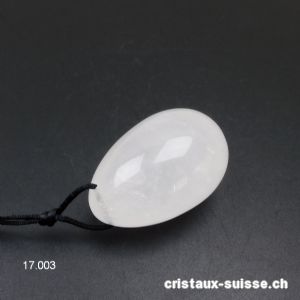 1 Oeuf YONI Cristal de Roche blanc 4,5 x 3 cm. Taille L. Percé. Offre Spéciale