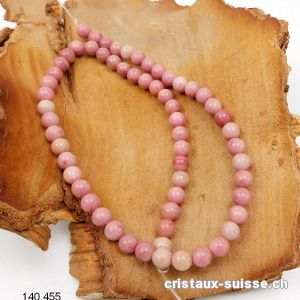 Rang Rhodonite rose - beige 6,5 mm / 37,5 cm, env. 56 boules. Offre Spéciale