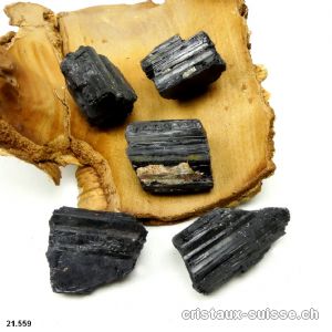 Tourmaline noire cristallisée brute 2,5 à 3,5 cm, 19 à 22 grammes