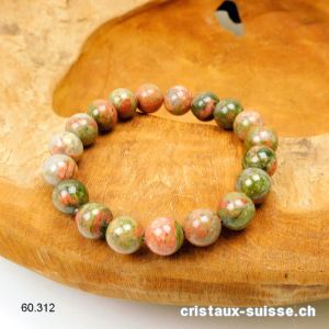 Bracelet Unakite - épidote 10 mm / 18 à 19 cm