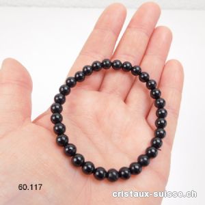 Bracelet Tourmaline noire 6-6,5 mm / 18 cm. Taille SM-M