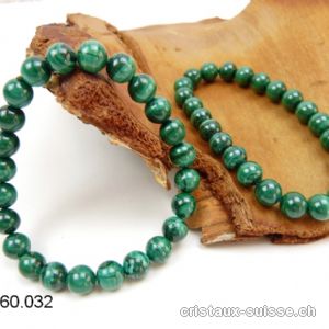 Bracelet Malachite 8 mm, élastique 19-19,5 cm. Qual. A