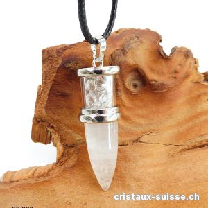 Pendule Cristal de Roche env. 5 cm avec chaîne lederlook réglable