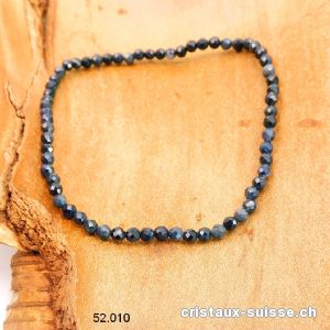 Bracelet Saphir bleu facetté 3 mm, élastique 18 cm