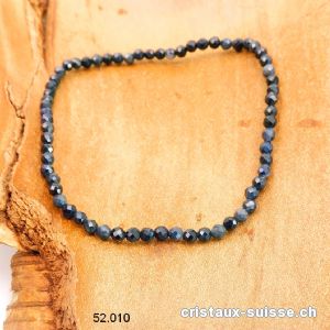 Bracelet Saphir bleu facetté 3 mm, élastique 18,5 - 19 cm