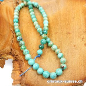 Rang Turquoise - Chrysocolle du Pérou 6 - 6,5 mm / 39 cm, env. 60 boules. Offre Spéciale