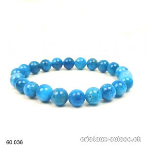 Bracelet Apatite bleue 8 - 8,5 mm / 17,5 cm. Taille S
