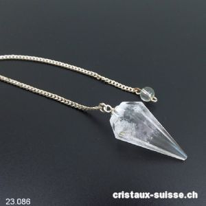 Pendule Cristal de Roche 3 - 3,5 cm, 12 faces