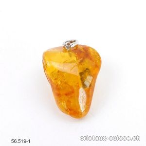 Pendentif Ambre de la Baltique 3 cm, boucle argent 925. Pièce unique