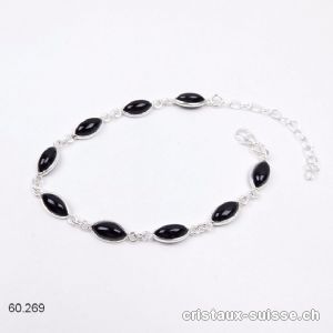 Bracelet Onyx noir en argent 925. Qual. AA