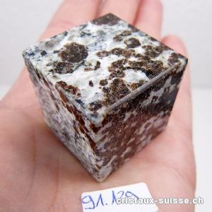 Grenat dans matrice de Gneiss Suisse, cube 3 x 3 cm. Pièce unique