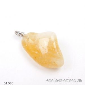 Pendentif Citrine 3 cm avec boucle argent 925. Pièce unique. Offre Spéciale