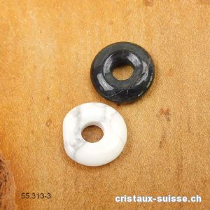 1 Onyx nature - 1 Magnésite, donut 1,5 cm. Lot unique. Offre Spéciale