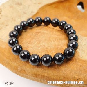 Bracelet Tourmaline noire 10-10,5 mm, élastique 19 cm