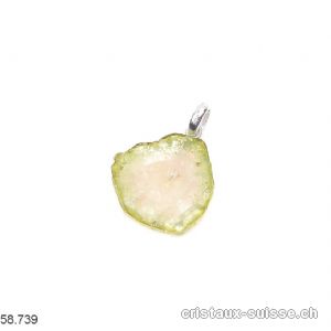 Pendentif Tourmaline verte - Verdélite, tranche et argent 925. Pièce unique