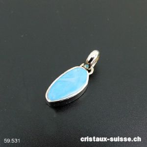 pendentif Opale doublette d'Australie en argent 925 platiné. Pièce unique