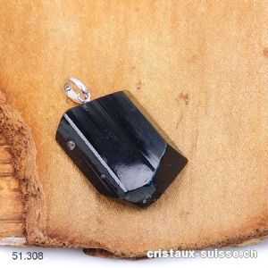 Pendentif Tourmaline noire de Namibie, boucle argent 925. Pièce unique