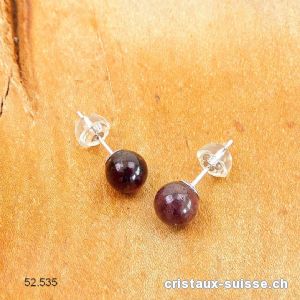 Clous d'oreilles Grenat boule 6 mm en argent 925