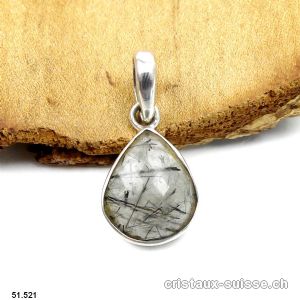 Pendentif Tourmaline - Quartz facetté en argent 925. Pièce unique