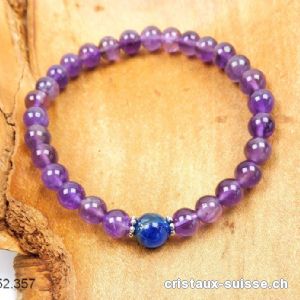 Bracelet Améthyste - Cyanite bleue 6 mm / 18,5 cm