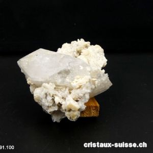 Cristal de Roche biterminé sur roche Suisse. Pièce unique