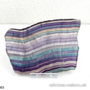 Fluorite - Fluorine arc-en-ciel, plaque polie 15 cm et Support. Lot unique