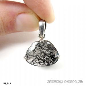 Pendentif Tourmaline - Quartz facetté en argent 925. Pièce unique