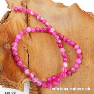 Rang Agate pink à bandes 6 mm / 37 cm, env. 62 boules