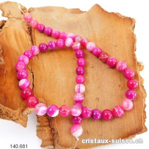 Rang Agate pink à bandes 8 mm / 37 cm, env. 46 boules