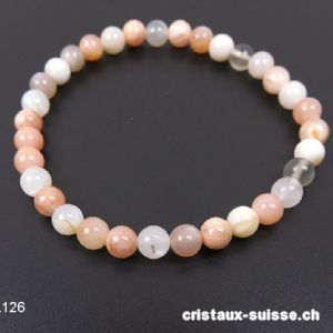 Bracelet Pierre de Lune Mix 5,5 - 6 mm / 18 cm. Taille SM - M