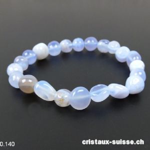 Bracelet Calcédoine bleue 8 - 10 mm / 18 - 18,5 cm