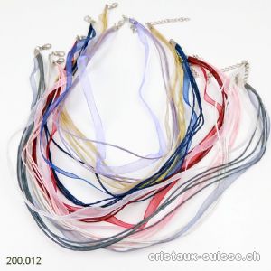 7 x colliers en organza diverses couleurs, réglables