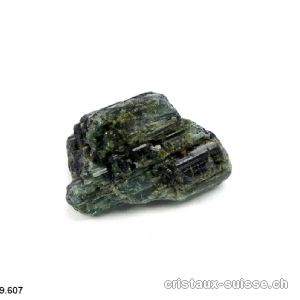 Tourmaline verte, bleue et noir cristallisée. Pièce unique