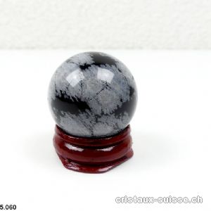 Boule Obsidienne flocon de neige du Mexique Ø 3,1 cm. Pièce unique