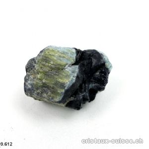 Tourmaline verte, bleue et noir cristallisée. Pièce unique