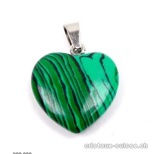 Pendentif Malachite Coeur 2 cm, boucle en métal