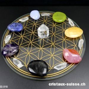 Chakras, La Roue Fleur de Vie et cristaux lémuriens. Lot unique