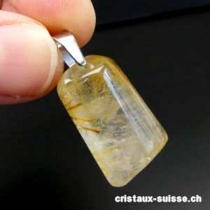 Pendentif Rutile Quartz avec Clip métal. Pièce unique