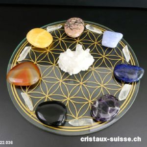 Chakras, La Roue Fleur de Vie et cristaux Lémuriens. Lot unique