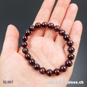 Bracelet Grenat Almandin 8 mm / 17,5 - 18 cm. Taille SM - M