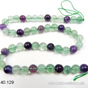 Rang Fluorite verte et violette 8,5 mm / 38 cm, env. 45 boules