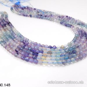 Rang Fluorite multicolore FACETTÉ 4 mm / 39 cm, env. 98 perles